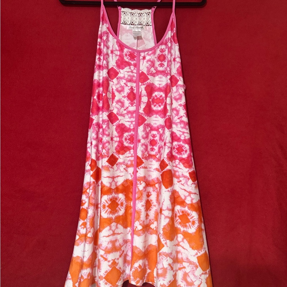 Linea Donatella Pink and White Lace Detail Top